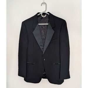 Oscar de la Renta One Button Mens Formal Tuxedo Blazer Jacket Size 40R Black